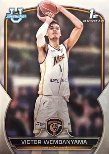 2022-23 Bowman University Chrome Victor Wembanyama #101; representative same-card artwork; finish, product-edition and individual-copy details may differ