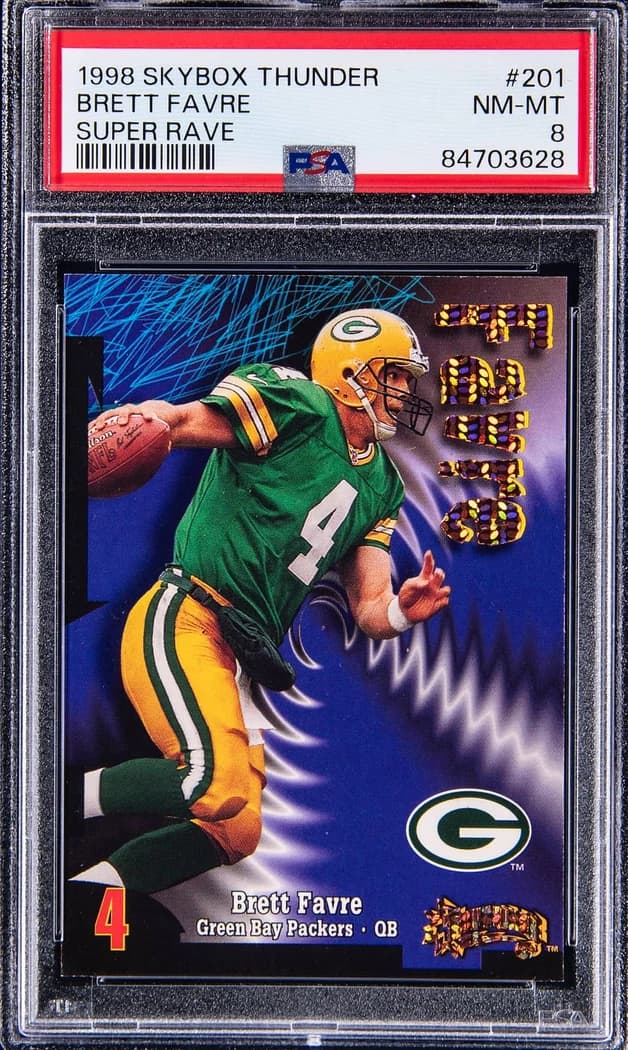 1998 SkyBox Thunder Super Rave Brett Favre #201 /25 card front