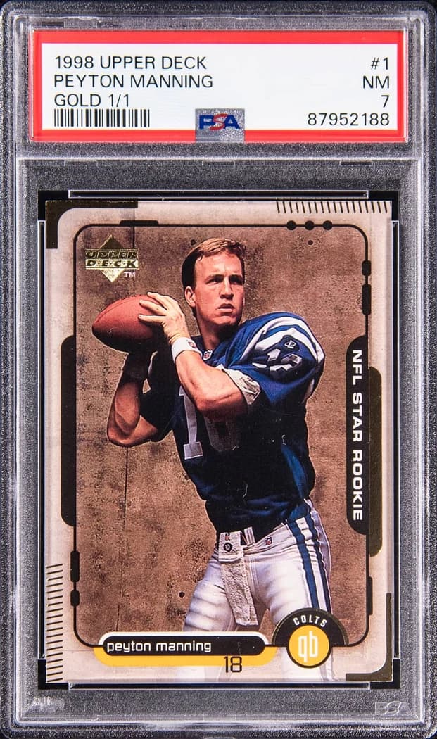 1998 Upper Deck Gold Peyton Manning #1 1/1 card front