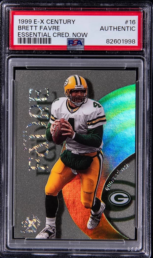 1999 SkyBox E-X Century Essential Credentials Now Brett Favre #16 /16 card front