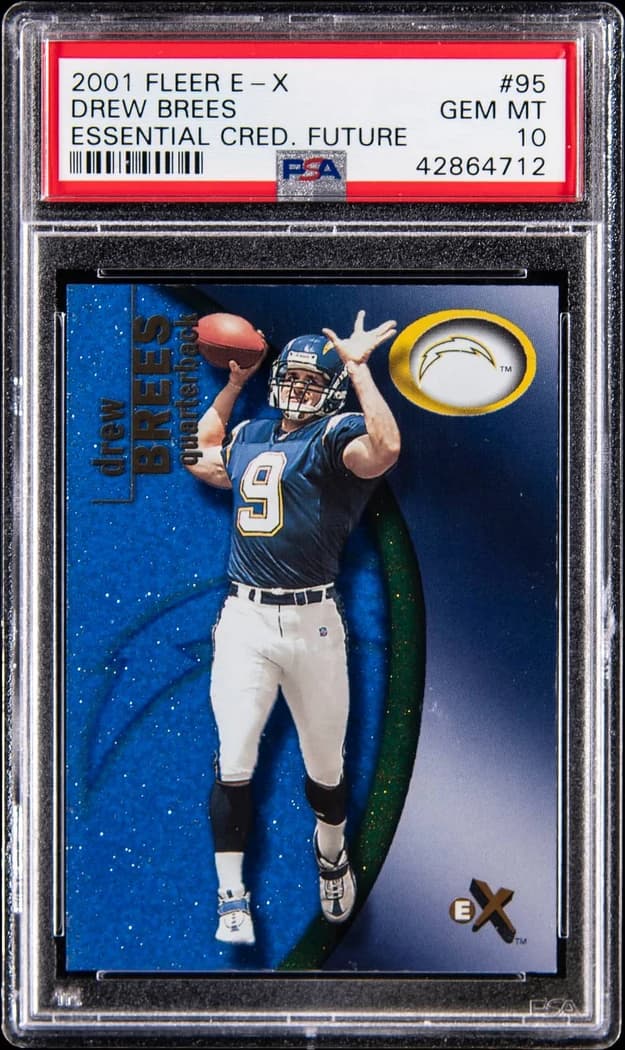 2001 Fleer E-X Essential Credentials Future Drew Brees #95 /29 card front