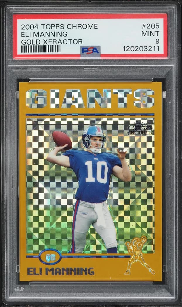 2004 Topps Chrome Gold X-Fractor Eli Manning #205 card front