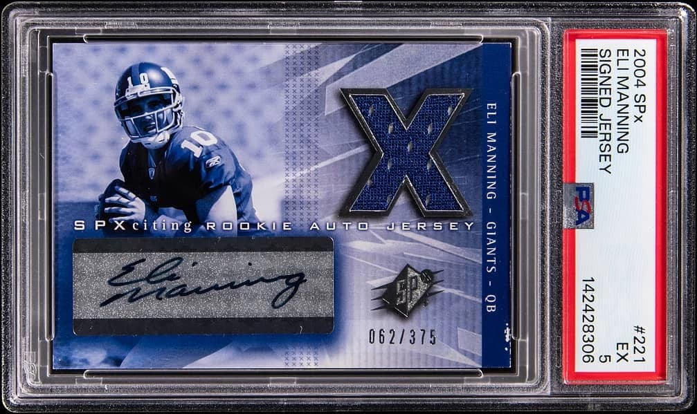 2004 Upper Deck SPx Signed Jersey Eli Manning #221 /375 card front