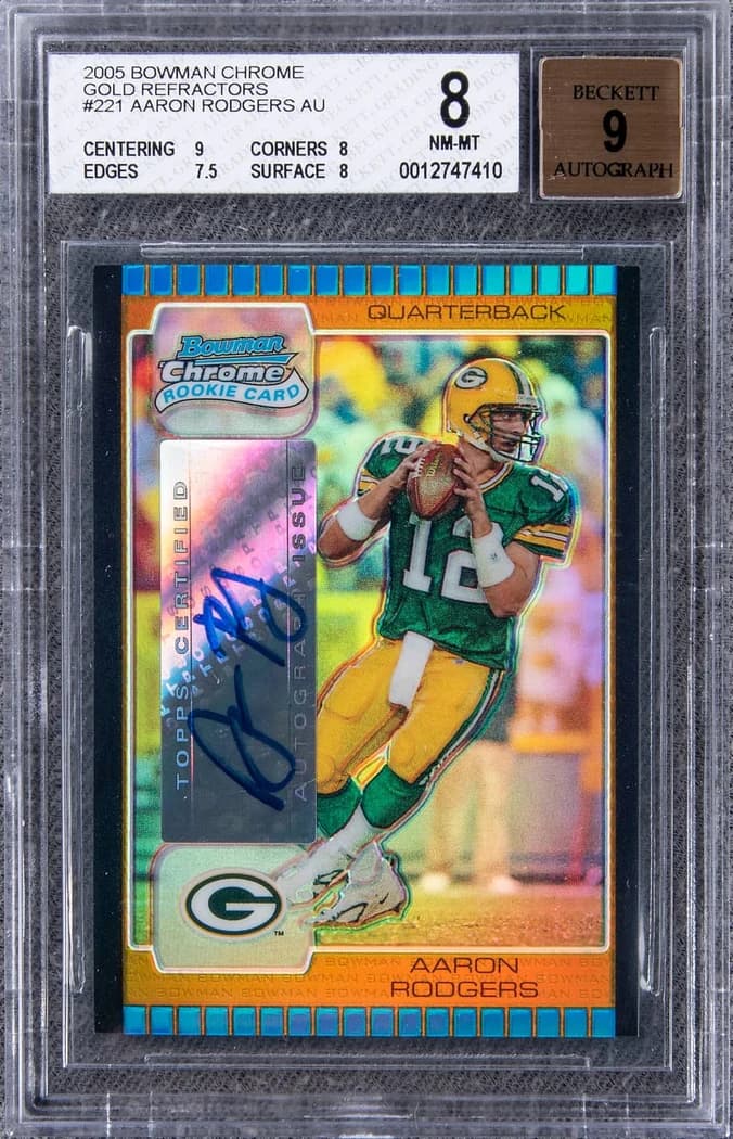 2005 Bowman Chrome Rookie Autograph Gold Refractor Aaron Rodgers #221 1/1 card front