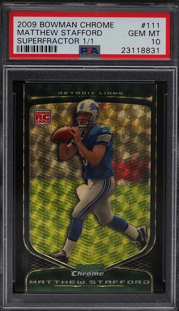 2009 Bowman Chrome Superfractor Matthew Stafford #111 1/1 card front