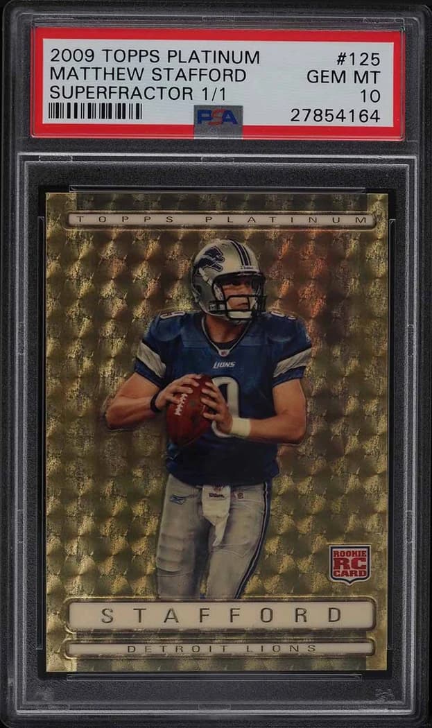 2009 Topps Platinum Superfractor Matthew Stafford #125 1/1 card front