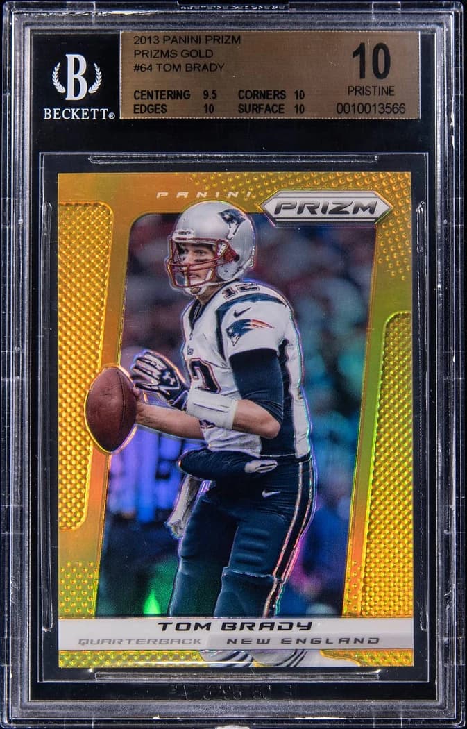 2013 Panini Prizm Gold Prizm Tom Brady #64 /10 card front