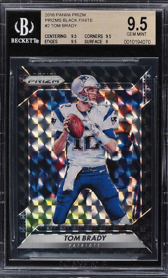 2016 Panini Prizm Black Finite Tom Brady #2 1/1 card front