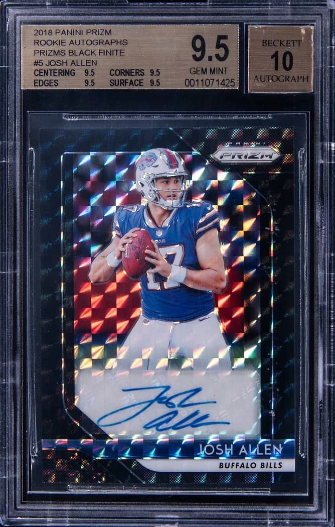 2018 Panini Prizm Rookie Autographs Black Finite Josh Allen #5 1/1 card front