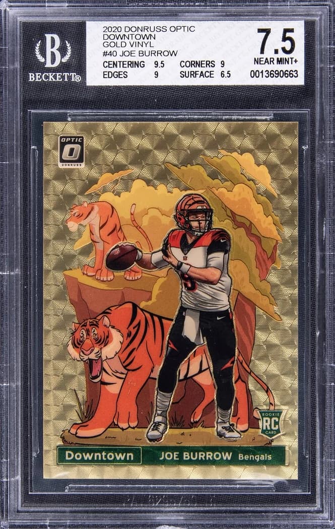2020 Panini Donruss Optic Downtown Gold Vinyl Joe Burrow #40 1/1 card front