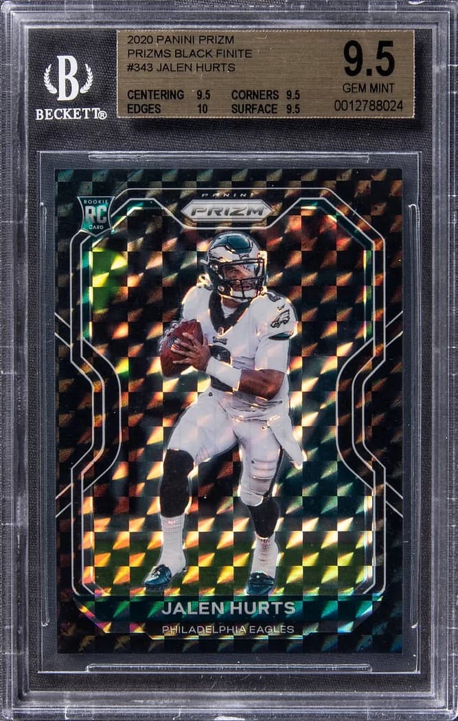 2020 Panini Prizm Black Finite Jalen Hurts #343 1/1 card front
