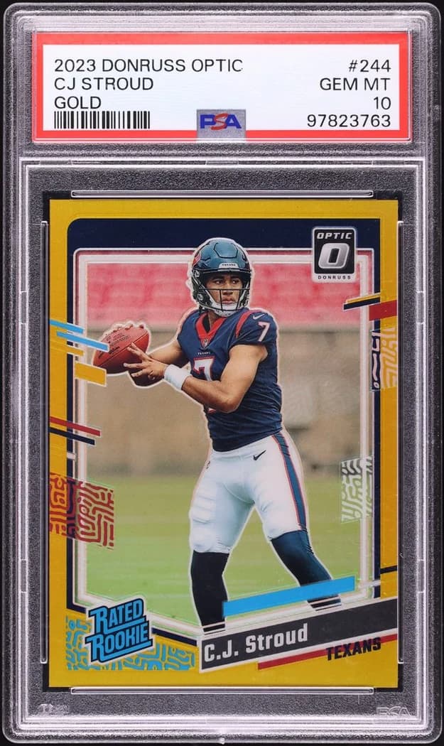 2023 Donruss Optic Rated Rookie Gold C.J. Stroud #244 /10 card front
