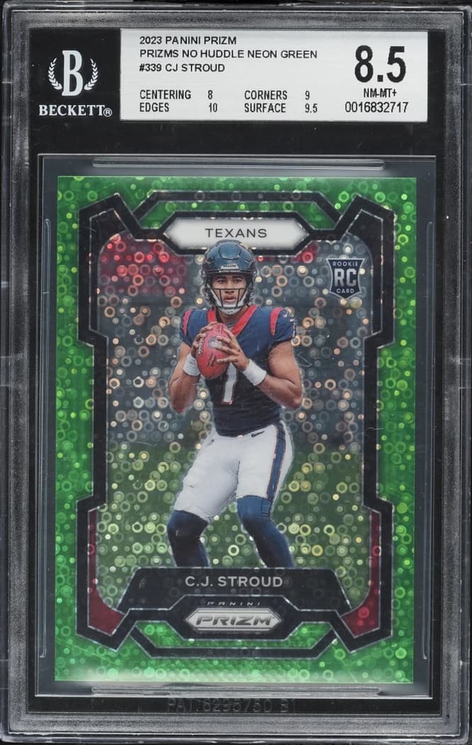 2023 Panini Prizm No Huddle Neon Green C.J. Stroud #339 /5 card front