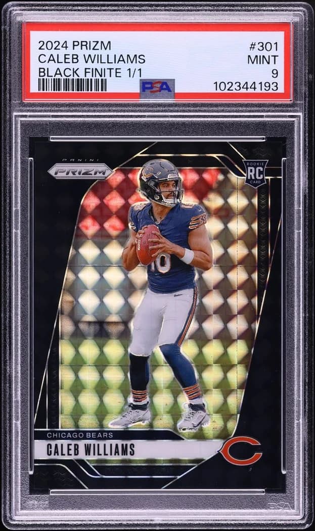 2024 Panini Prizm Black Finite Caleb Williams #301 1/1 card front