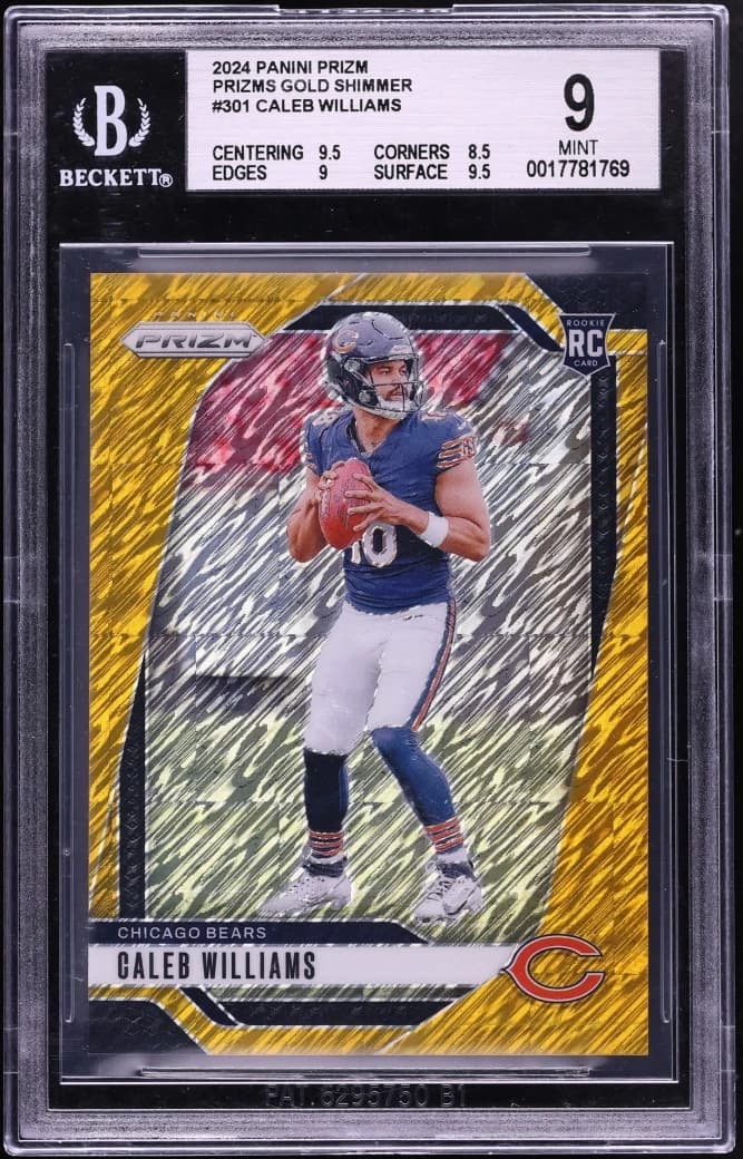 2024 Panini Prizm Gold Shimmer Caleb Williams #301 /10 card front