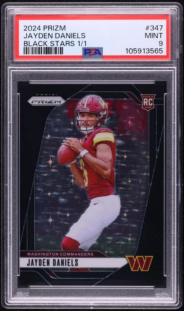 2024 Panini Prizm Black Stars Jayden Daniels #347 1/1 card front