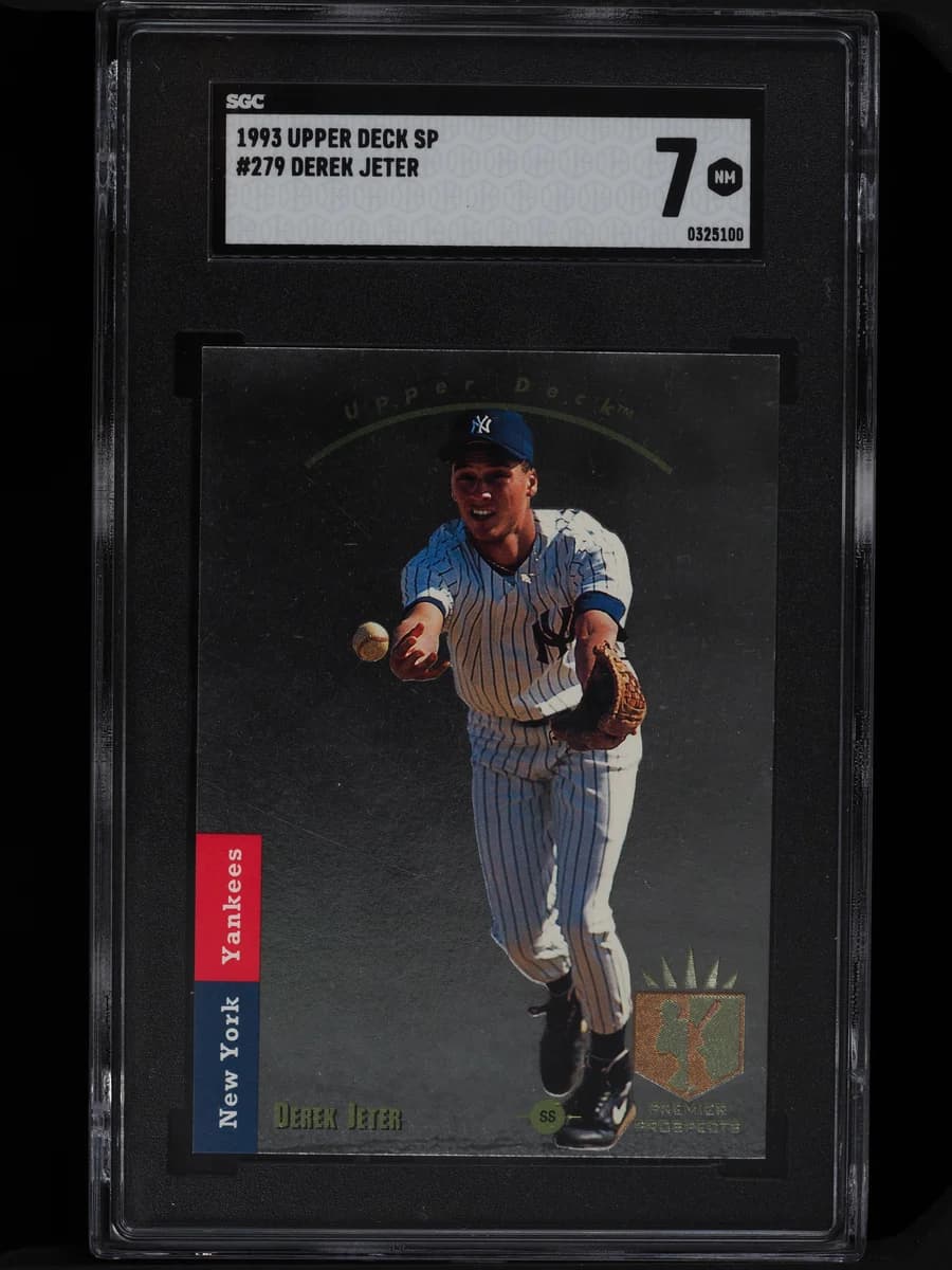 1993 SP Derek Jeter #279; representative card photograph; finish, patch, autograph and individual-copy details may differ