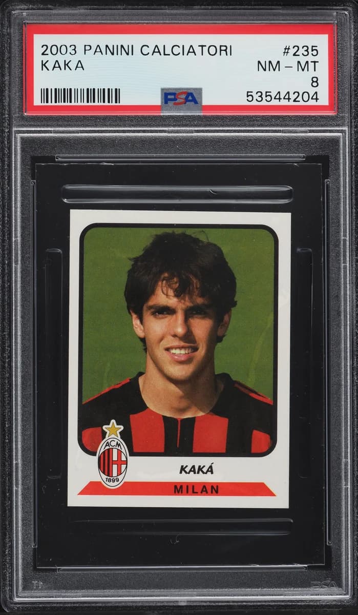 2003-04 Panini Calciatori stickers Kaká; representative card photograph; finish, patch, autograph and individual-copy details may differ
