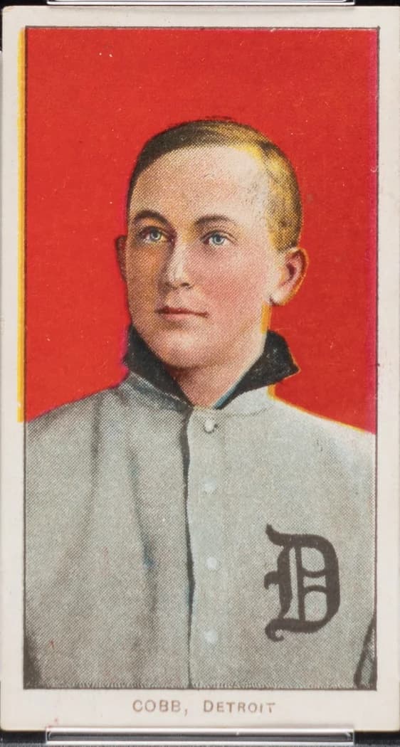 1909-11 T206 White Border Ty Cobb Portrait (Red Background) card front