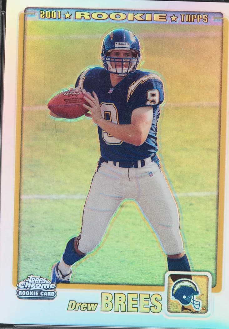 2001 Topps Chrome Drew Brees Rookie Refractor #229 /999 card front