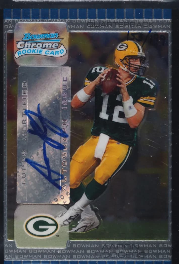2005 Bowman Chrome Aaron Rodgers Rookie Autograph #221 /199 card front