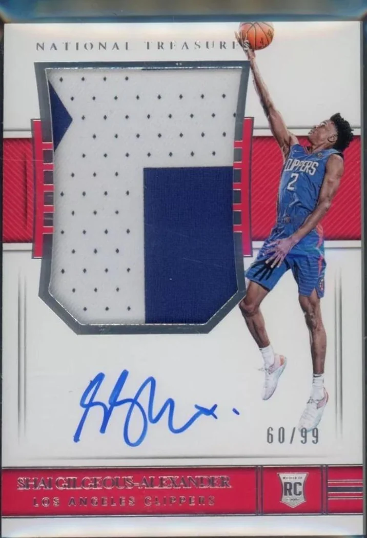 2018-19 Panini National Treasures Shai Gilgeous-Alexander Rookie Patch Autograph #121 /99 card front