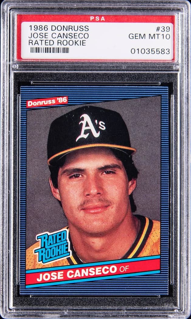 1986 Donruss Rated Rookie José Canseco #39 card front