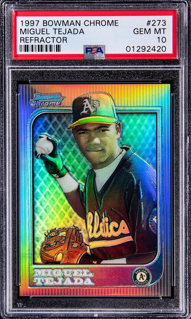 1997 Bowman Chrome Refractor Miguel Tejada #273 card front