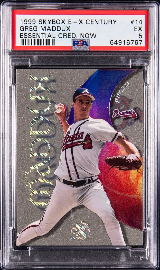 1999 E-X Century Essential Credentials Now Greg Maddux #14 card front