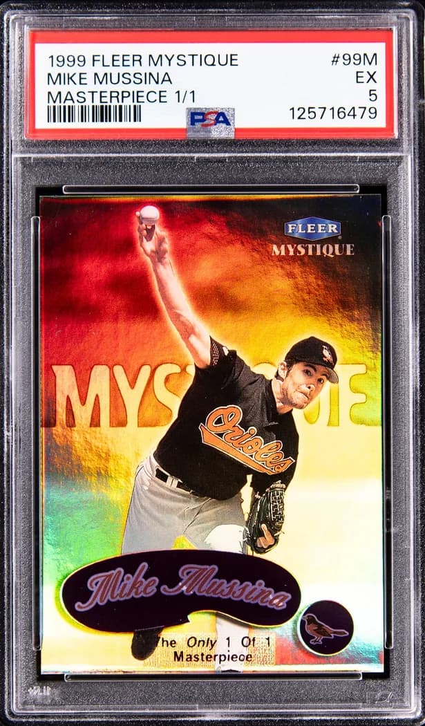 1999 Fleer Mystique Masterpiece Mike Mussina #99M card front