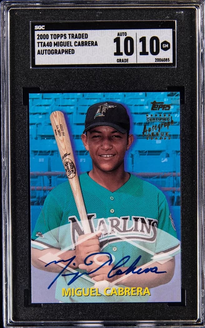 2000 Topps Traded Certified Autograph Issue Miguel Cabrera #TTA40 card front