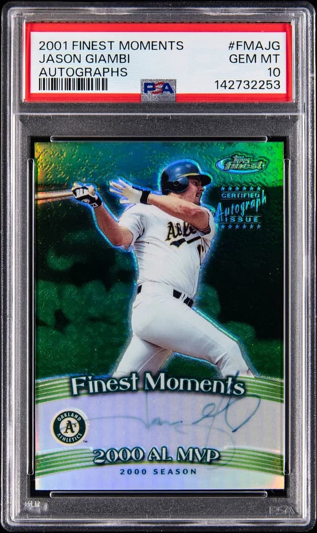 2001 Topps Finest Finest Moments Autographs Jason Giambi #FMA-JG card front