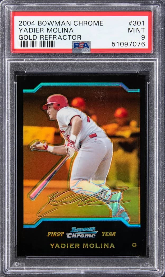 2004 Bowman Chrome Gold Refractor Yadier Molina #301 card front