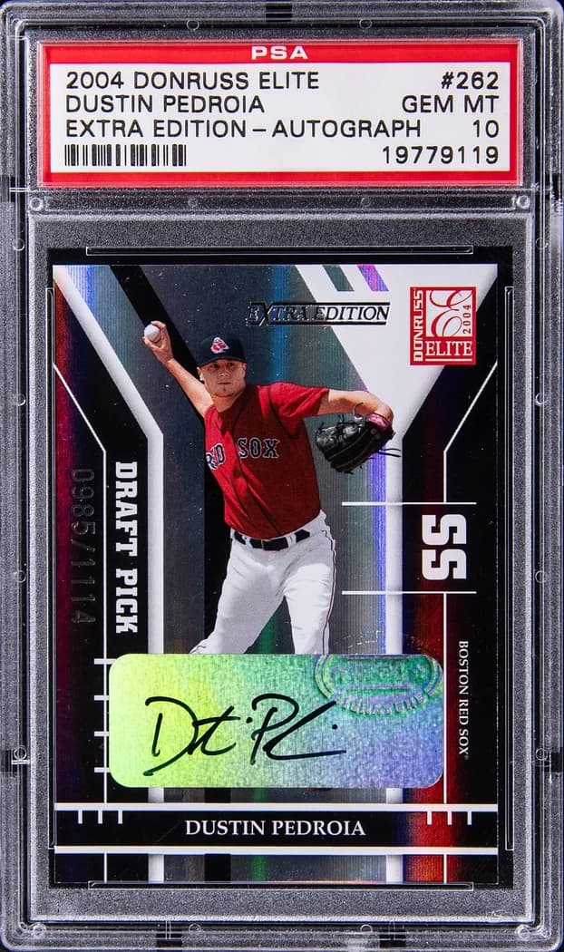 2004 Donruss Elite Extra Edition Draft Pick Autographs Dustin Pedroia #262 card front