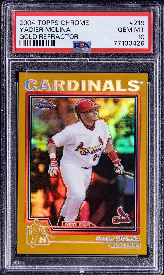 2004 Topps Chrome Gold Refractor Yadier Molina #219 card front