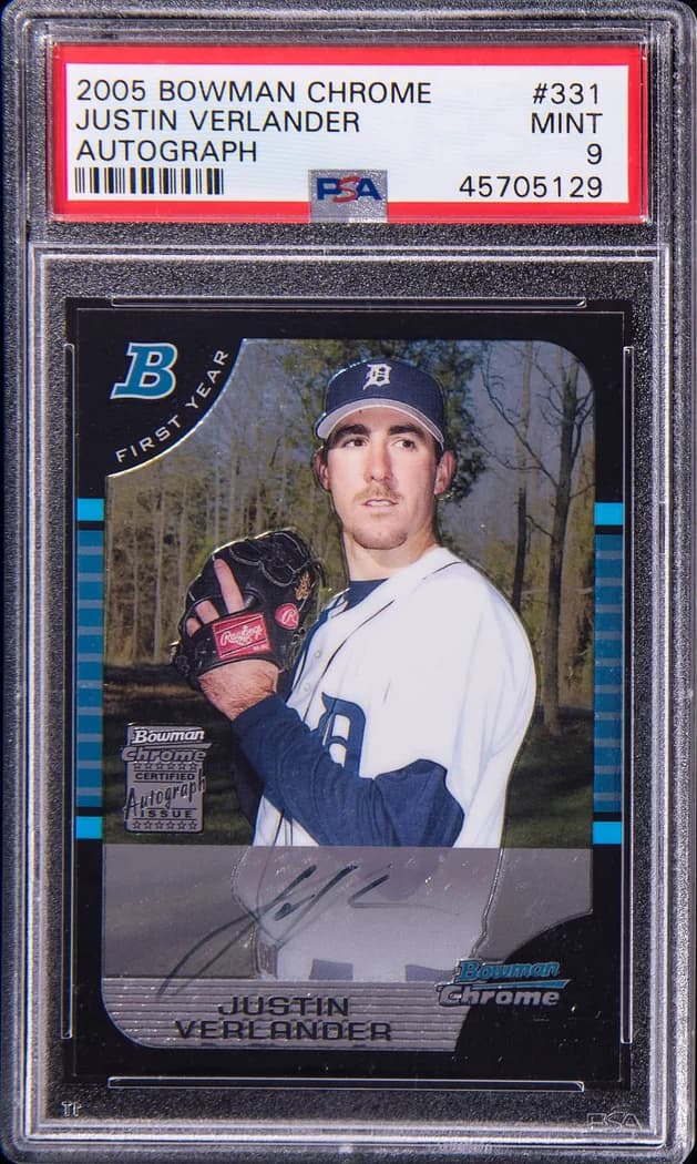 2005 Bowman Chrome Autographs Justin Verlander #331 card front