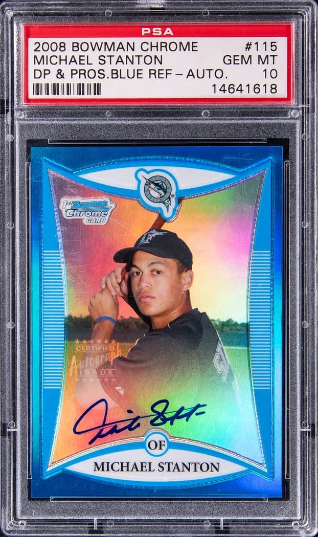 2008 Bowman Chrome Draft Picks & Prospects Blue Refractor Giancarlo Stanton #BDPP115 card front
