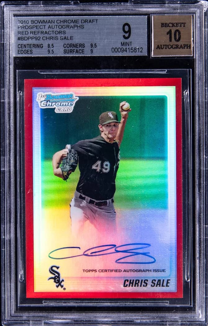 2010 Bowman Chrome Draft Prospect Autographs Red Refractor Chris Sale #BDPP92 card front
