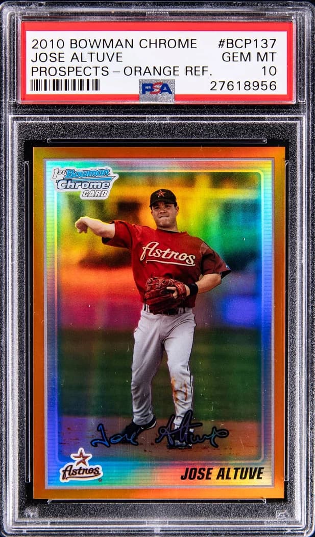 2010 Bowman Chrome Prospects Orange Refractor Jose Altuve #BCP137 card front