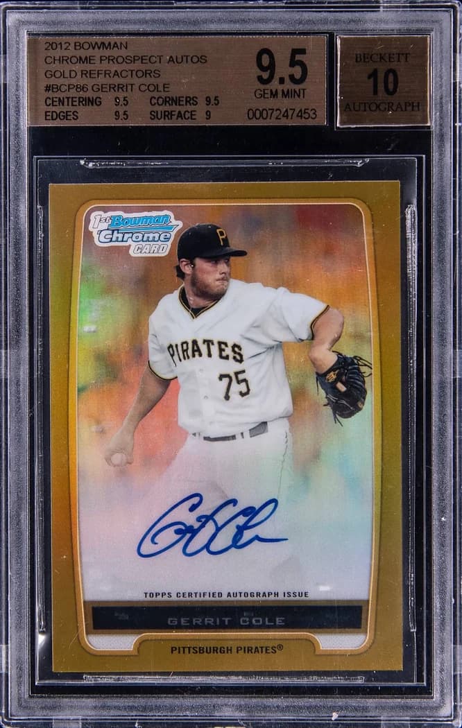 2012 Bowman Chrome Prospect Autographs Gold Refractor Gerrit Cole #BCP86 card front