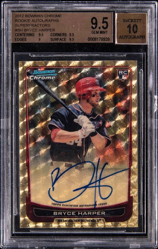 2012 Bowman Chrome Rookie Autographs SuperFractor Bryce Harper #RA-BH card front