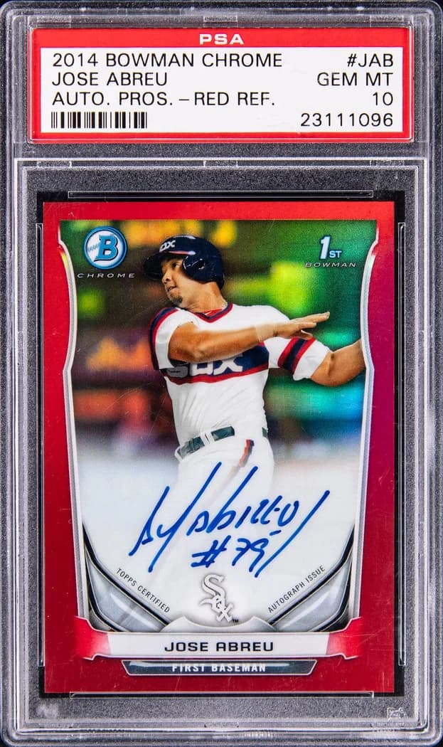 2014 Bowman Chrome Prospect Autographs Red Refractor José Abreu #BCAP-JAB card front
