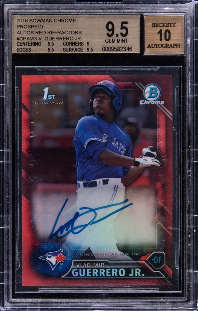2016 Bowman Chrome Prospect Autographs Red Refractor Vladimir Guerrero Jr. #CPA-VG card front