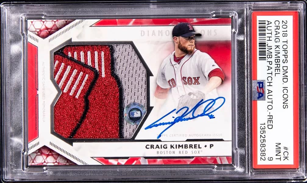 2018 Topps Diamond Icons Jumbo Patch Autographed Relic Red Craig Kimbrel #AJPA-CK card front