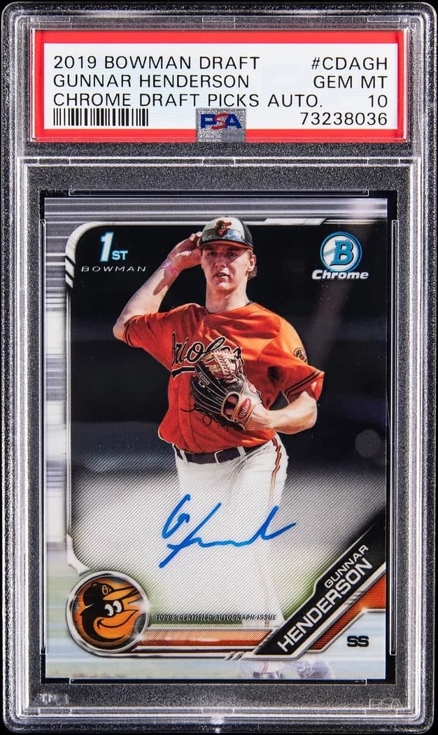 2019 Bowman Draft Chrome Draft Pick Autographs Gunnar Henderson #CDA-GH card front