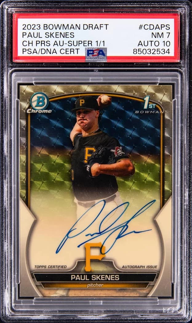 2023 Bowman Chrome Draft Prospect Autographs SuperFractor Paul Skenes #CDA-PS card front