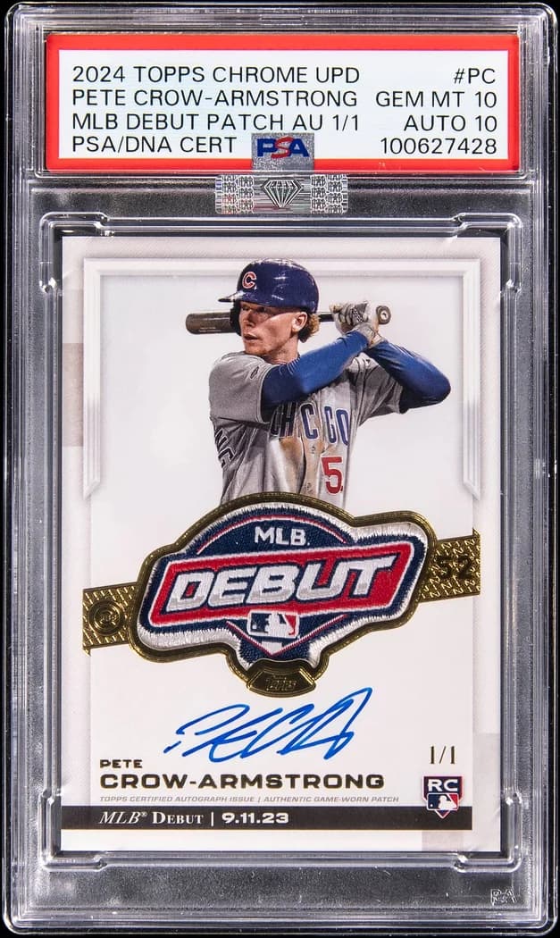 2024 Topps Chrome Update MLB Debut Patch Autographs Pete Crow-Armstrong #RDPA-PC card front