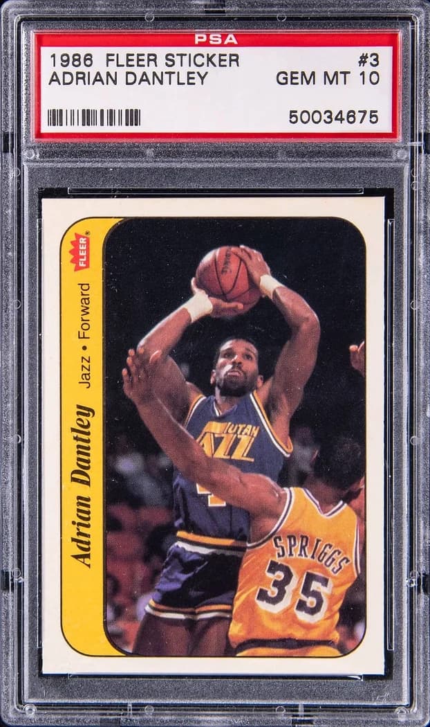 1986-87 Fleer Sticker Adrian Dantley #3 card front