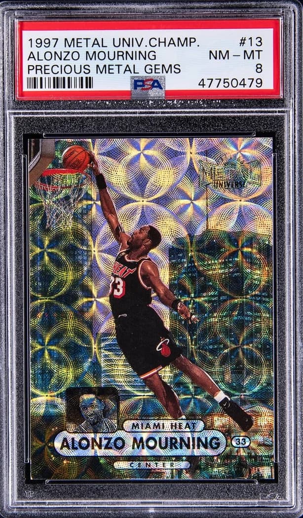 1997-98 SkyBox Metal Universe Championship Precious Metal Gems Alonzo Mourning #13 /50 card front