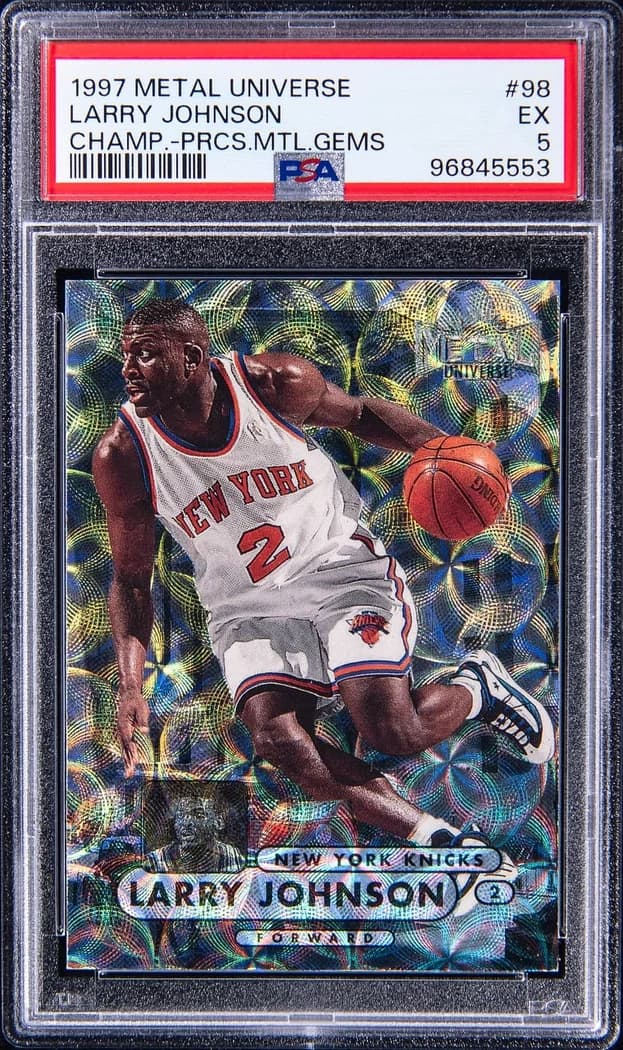1997-98 SkyBox Metal Universe Championship Precious Metal Gems Larry Johnson #98 /50 card front